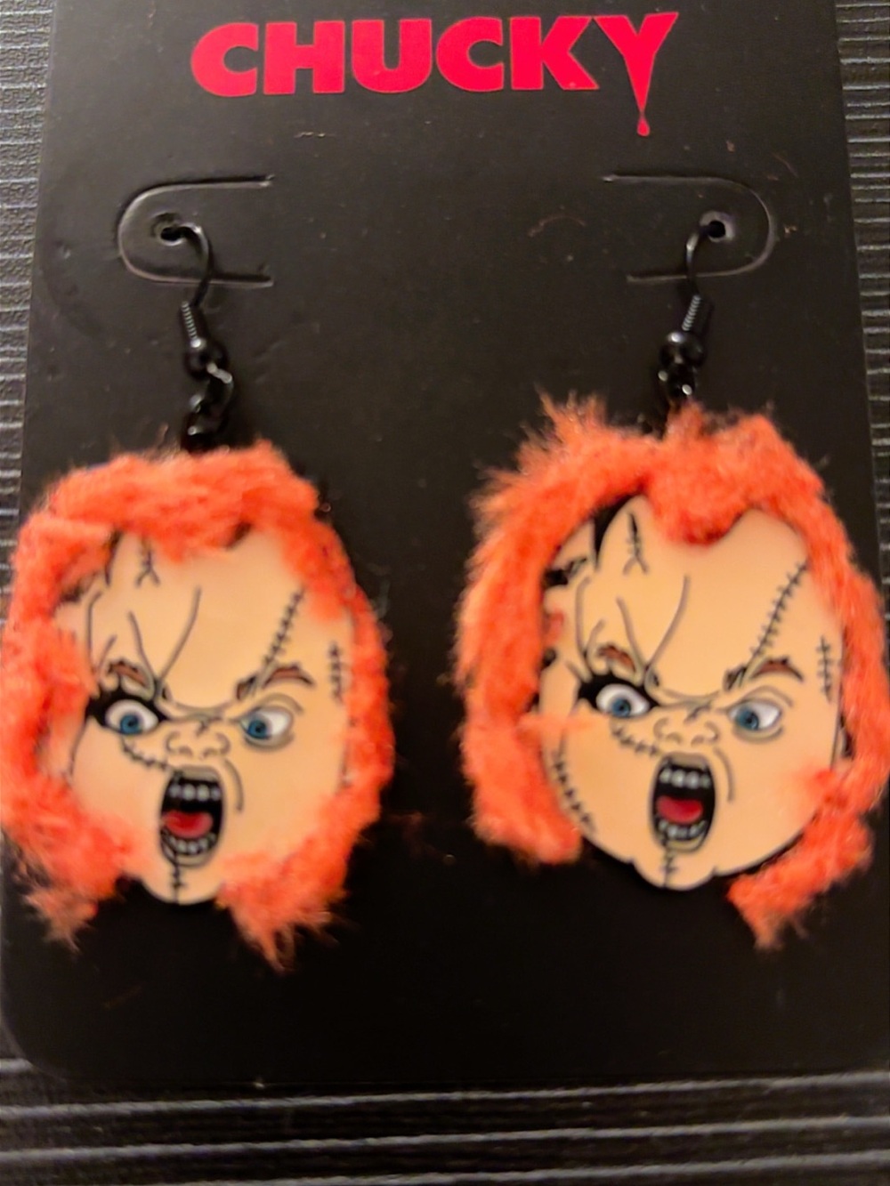 Chucky Adult Orange Hair Character Earrings